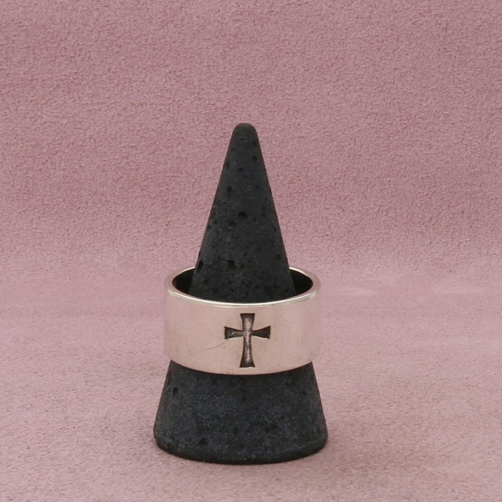 james avery sterling silver mens retired wide cross band ring size 11.5